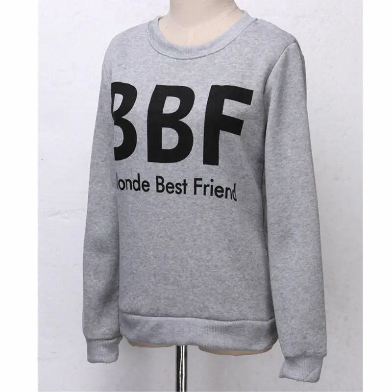 

Girlfriends BBF Letter Printed Women Long Sleeve Hoodies Pullover Cotton Tops Jumper Sweat Tops Sweatshirt Hooded Pullovers