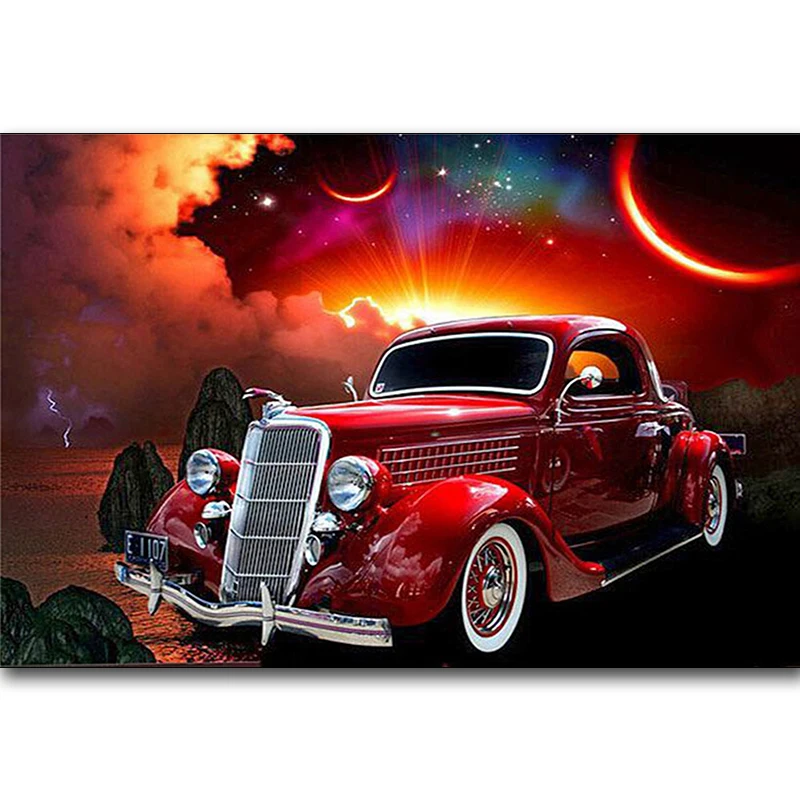 Алмазная 5D картина автомобильный пейзаж полноразмерная/круглая вышивка