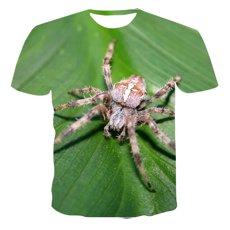 

2021 Summer T-Shirt Unisex Short-Sleeved 3D Printing T-Shirt Insect Series Spider Theme Round Neck Pullover XXS-6XL Wholesale