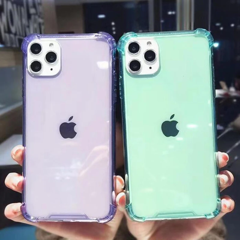 Прозрачный противоударный чехол для телефона однотонный Мягкий силиконовый