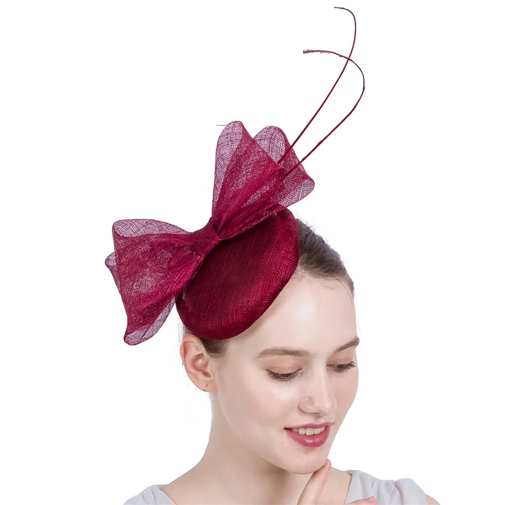 

Sinamay Fascinators Hair Clip Women Wedding With Feather Nice Pink Hair Accessories Women Party Hat Wedding Headwear Hair Pins