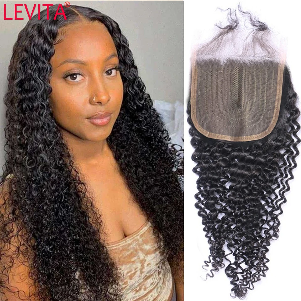 

Levita Wholesale Afro Kinky Curly Human Hair Closure Only Brazilian Remy Swiss T Part 4x1 Lace Closure Cheveux Humain