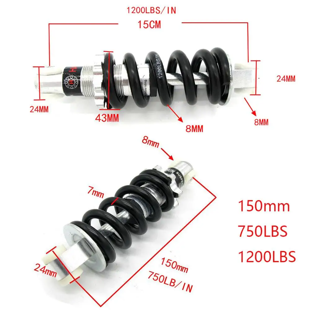 

Motorcycle Air Shock Absorber Rear Suspension Spring 150mm 750lbs 1200lbs For Mini E-Bike Motor Scooter ATV Quad Pit Dirt Bike