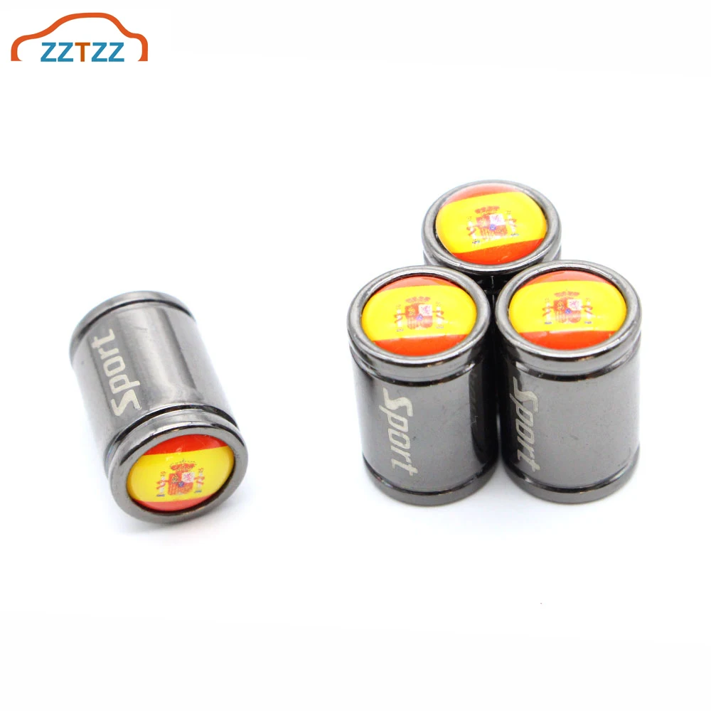 4 шт./компл. колпачки для автомобильных клапанов с флагом Испании колес