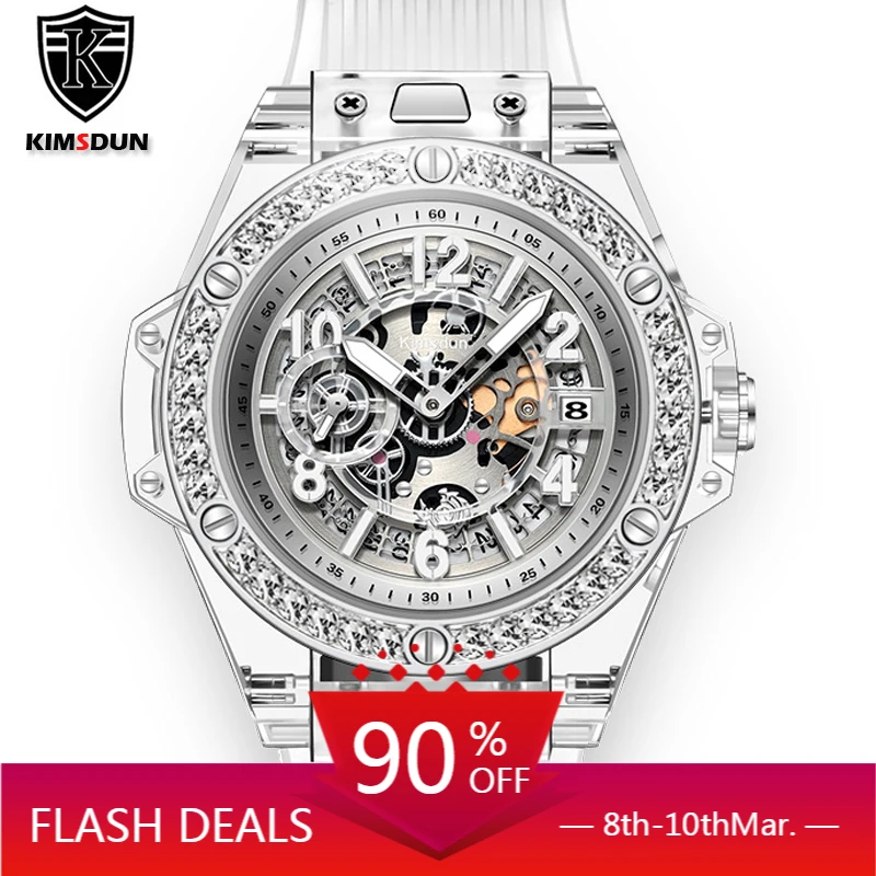 KIMSDUN®Уникальные прозрачные часы для мужчин люксовый бренд кварцевые AP