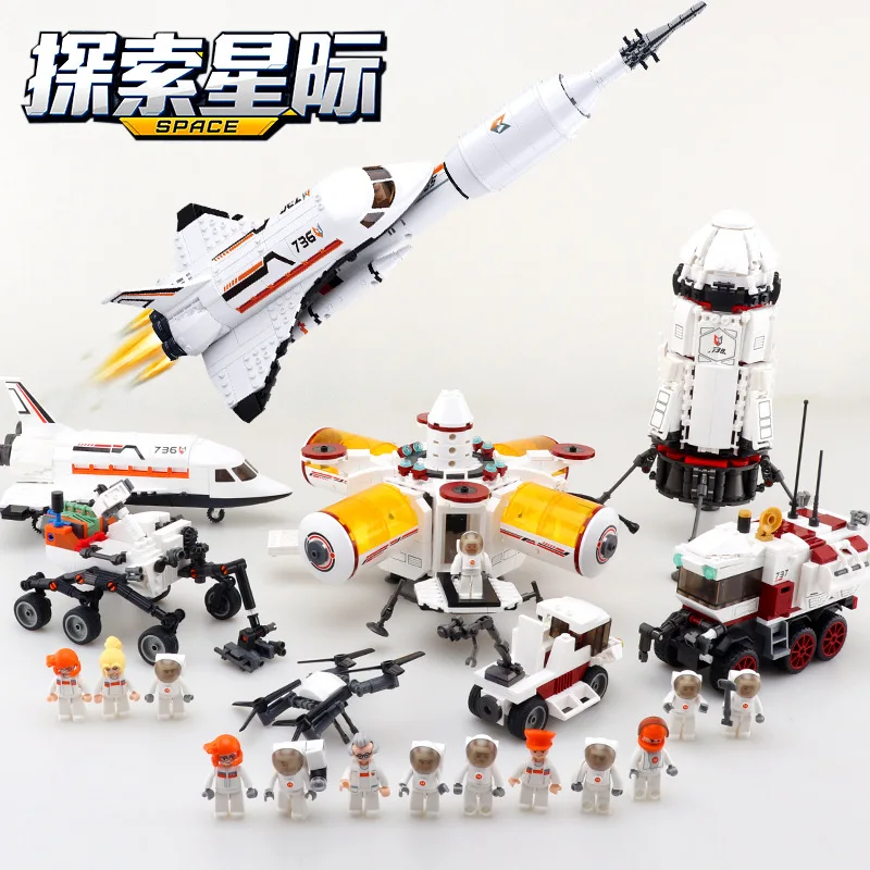 SLUBAN Aeroespacial серии Universe Moonfall Rocket космическая станция наборы строительные блоки кирпичики Город Модель детские игрушки подарки