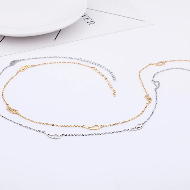 Ожерелье женское из нержавеющей стали с золотыми крыльями | Украшения и