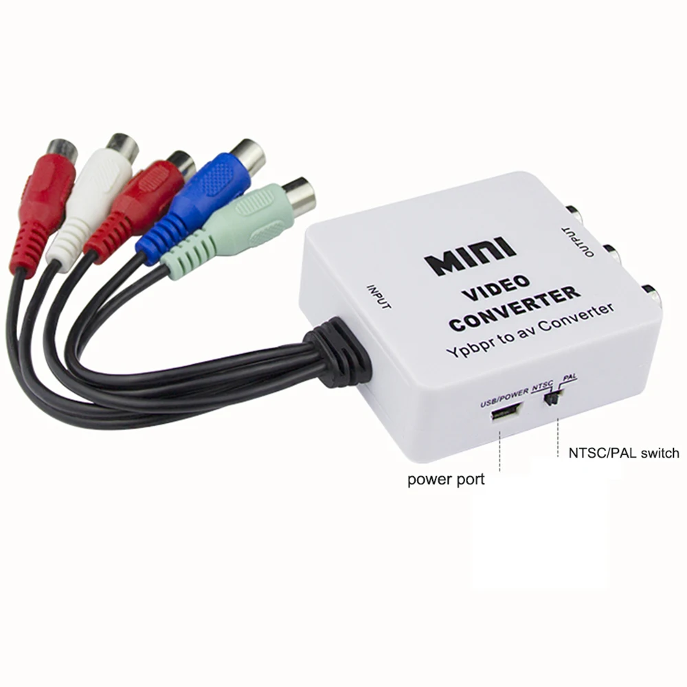 Component to AV converter 5 RCA component Ypbpr composite with audio supported in out | Электроника