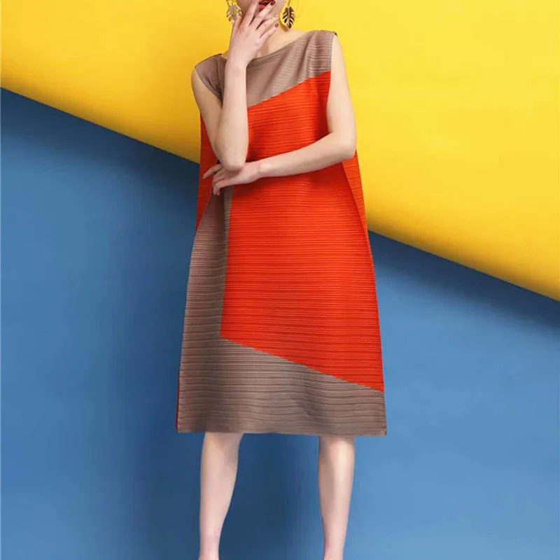 Женское платье LANMREM плиссированное с высокой эластичной талией без рукавов