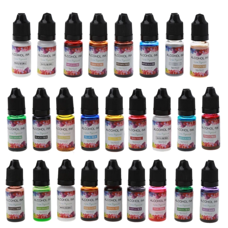

26 Vibrant Color High Concentrated Alcohol-Based Ink Pigment Epoxy Resin Paint Colour Dye Great for Resin Coaster Making