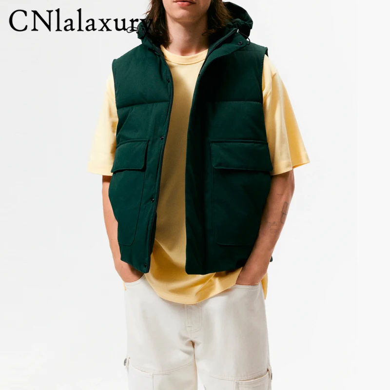 Мужской жилет CNlalaxury куртка зимняя теплая мужская без рукавов модная