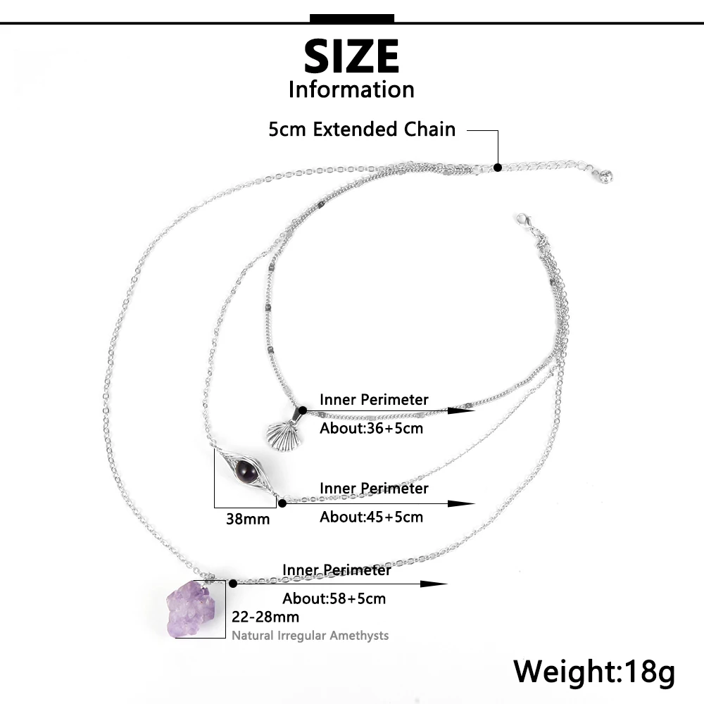 Цепочка-чокер Женская из натурального аметиста многослойная металлическая