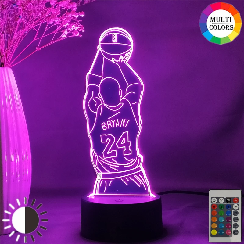 Светодиодный ночной Светильник Коби прыжок стрелять рисунок Украшения в спальню