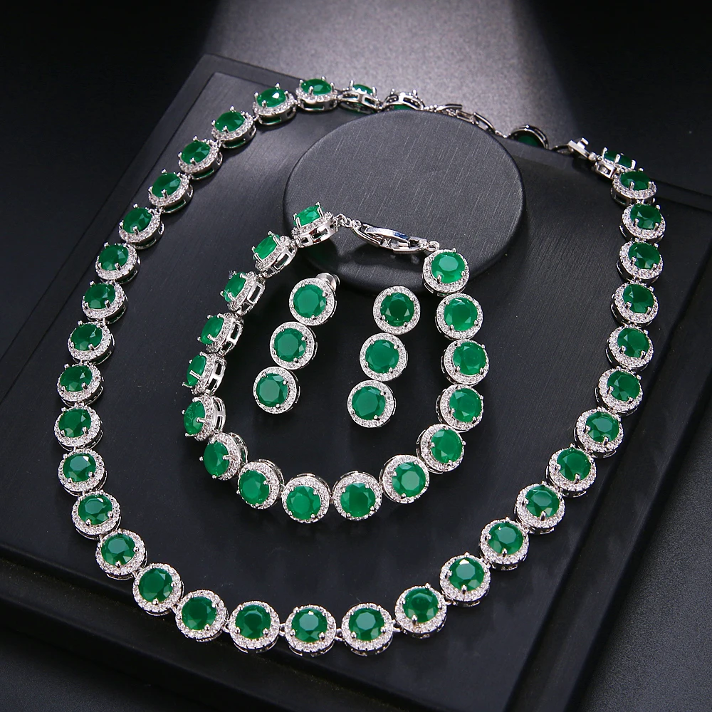 Роскошный Овальный набор ожерелье серьги браслеты из стерлингового серебра 925