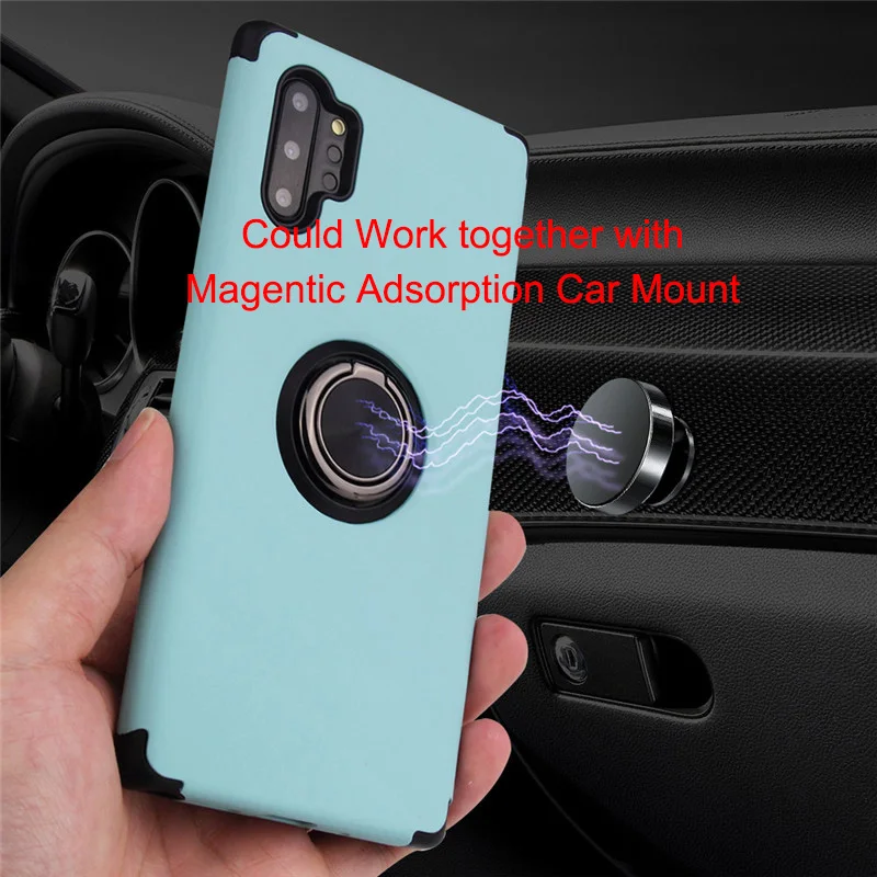 2019 Case for Samsung Note 10 Plus Phone Funda New Arrival Original Soft TPU PC Back Full Cover Metal Ring Bracket ShockProof |