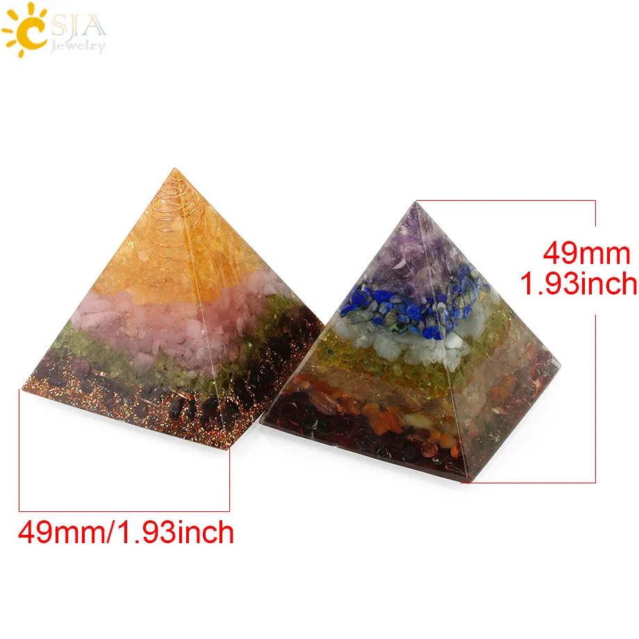 CSJA Orgonite Пирамида энергия конвертер Orgone Смола Природный Гравий Камни баланс