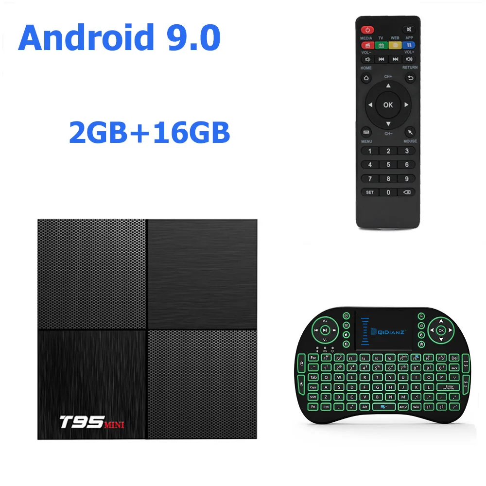 2G 16G Add Keyboard T95mini Smart tv box Android 9,0 2,4G Wifi H6 четырехъядерный H.265 6K HD Netflix медиаплеер приемник игровой набор магазина - Цвет: 2G 16G Add Keyboard
