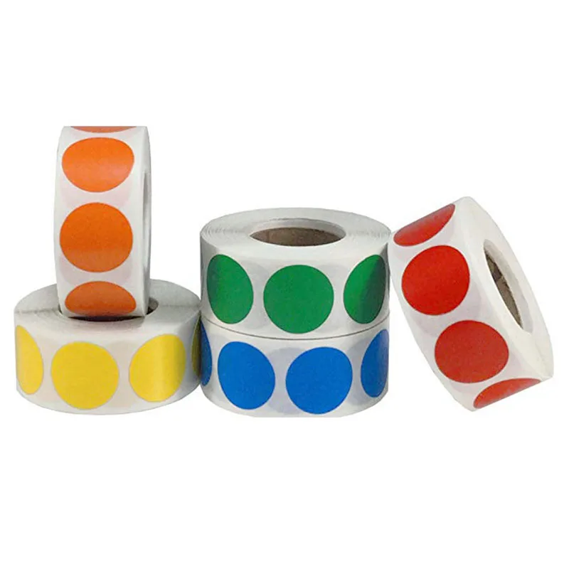 

1inch Chroma Labels white black pink sticker Code Dot Stickers 500pcs colorful Adhesive Label Blank writeable sticker
