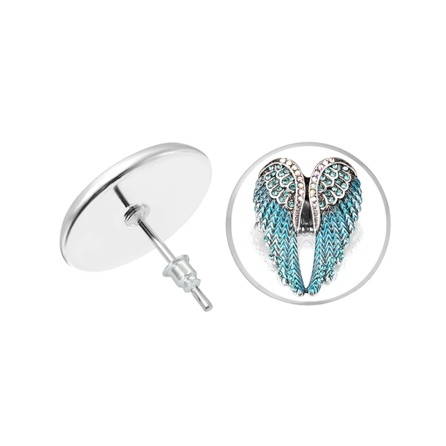 Модные серьги с крыльями ангела серьги-гвоздики талисман амулет панк байкерские