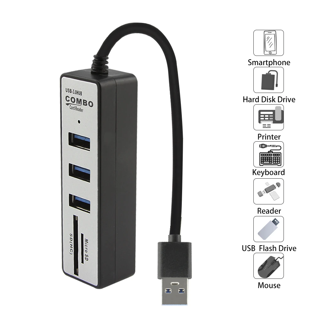 CHYI usb хаб 3 0 мульти порт в одном сплиттер Usb3.0 2 Hab Micro SD/TF кардридер концентраторы