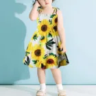 Платье-комбинация с подсолнухом Для маленьких девочек, Пляжное платье с цветочным принтом, летнее платье Для новорожденных