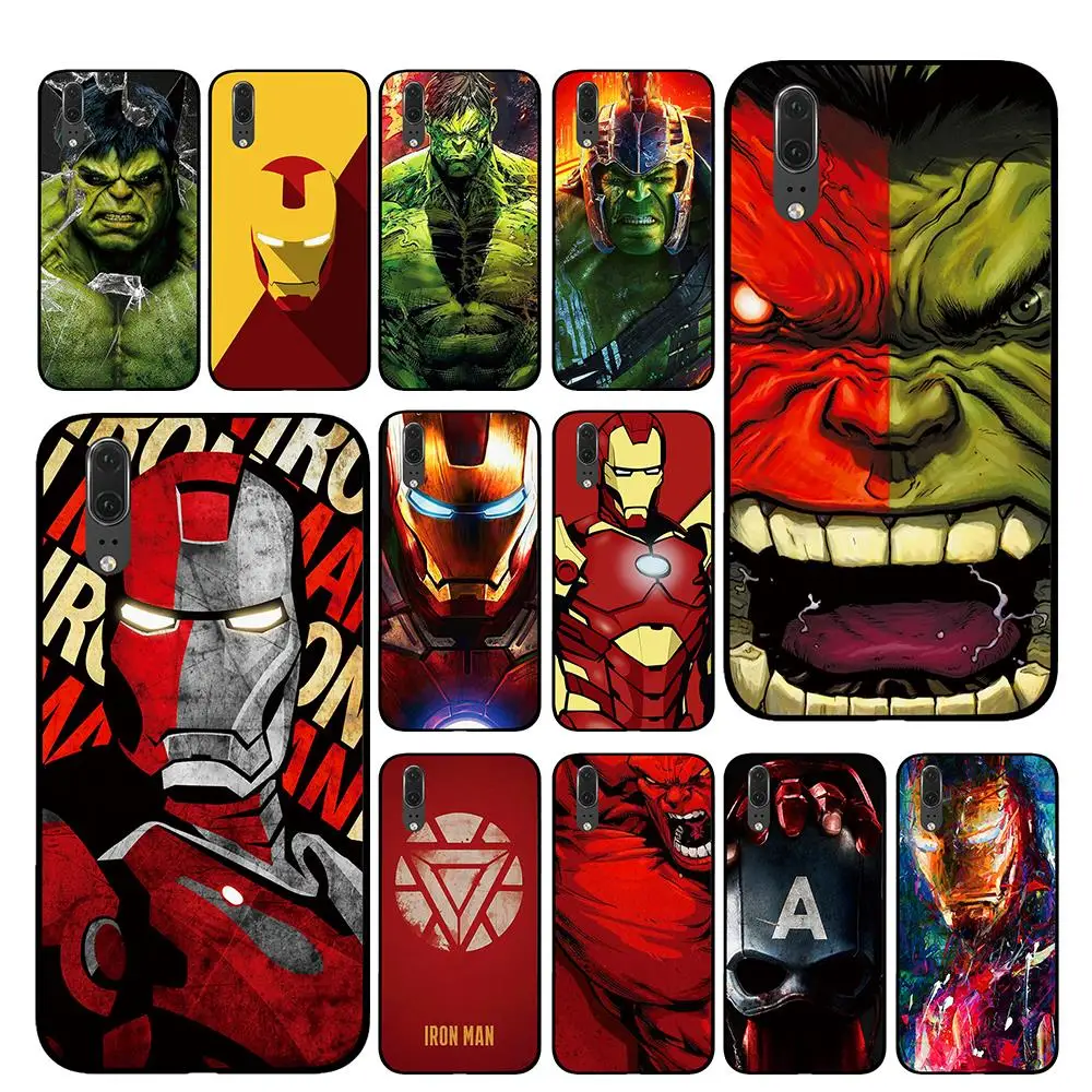 Ironman и Hulk Marvel Comic черный чехол для телефона huawei P30 P20 mate 10 20 Pro Lite Nova 3 4 3i чехол