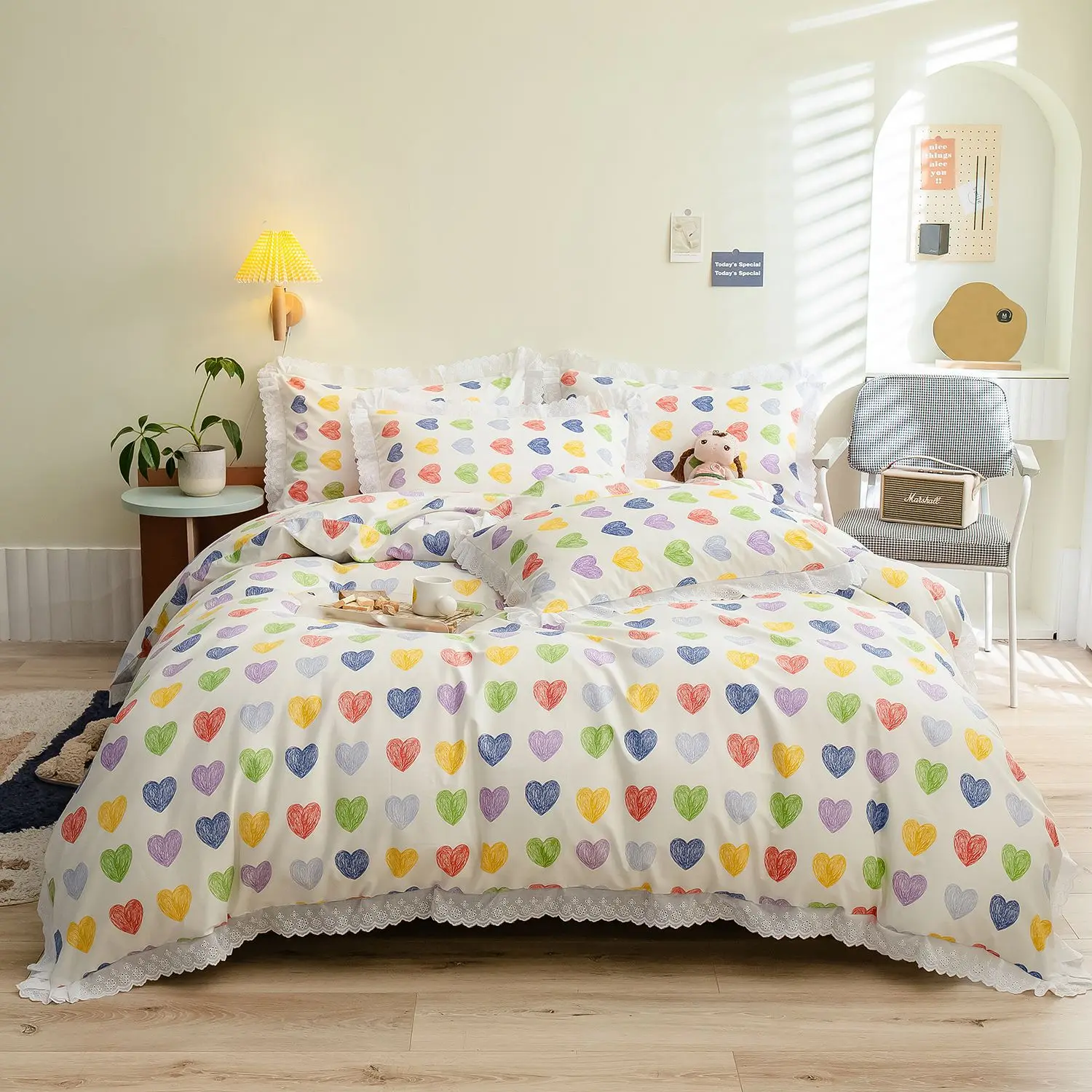 2021 корейский кружевной милый комплект постельного белья Королевский Розовый