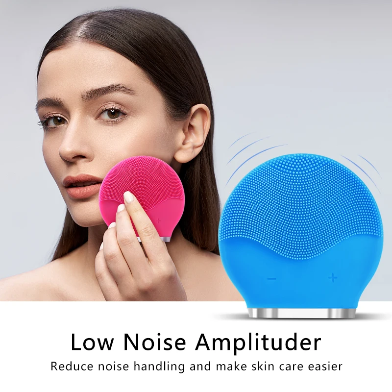 

Rechargeable Ultrasonic Vibration Electric Facial Cleansing Brush Silicone Sonic Face Cleansing Brush Blackhead Remover Cleaner