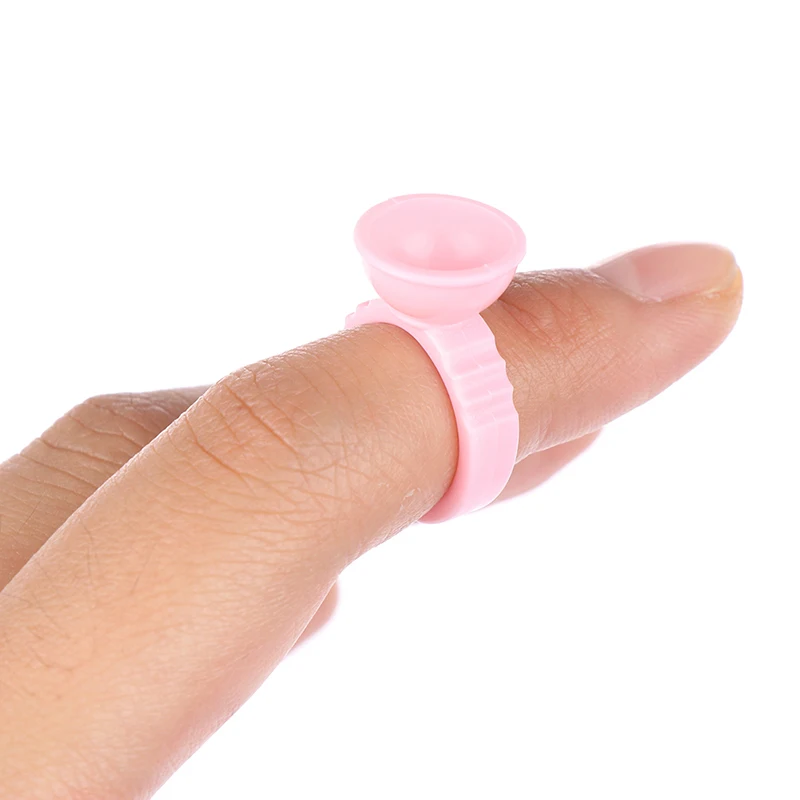

100pcs Plastic Permanent Makeup Pigment Holder Pallet Disposable Glue Rings For Tattoo Eyelash Extension Glue Divider Container