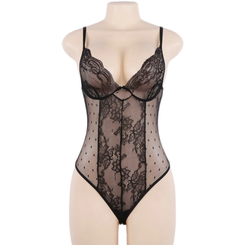 

Ye Zimei Women's Underwear Strap Backless Thin Transparent Lace Body Shaping Sexy Pajamas Temptation Jumpsuit Swimsuit