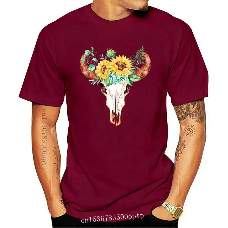 

New Women Print Heifer Bull Cow Skull Flower Wild Ladies Womens Tops Graphic T-Shirt Tees Print Female Camisas T Shirt T-shirts