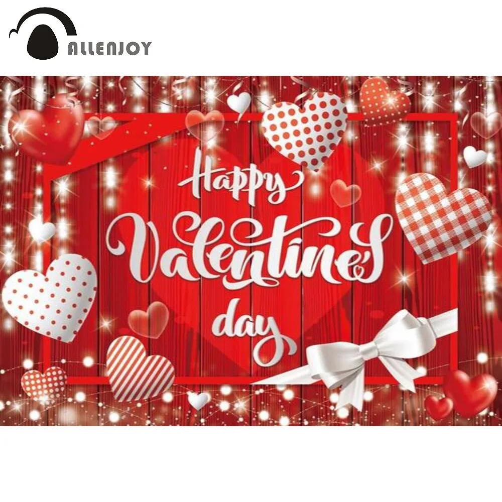 

Allenjoy Happy Valentine's Day Backdrop Romance Red Heart Balloons Couple Wedding Bridal Shower Party Supplies Decor Banner