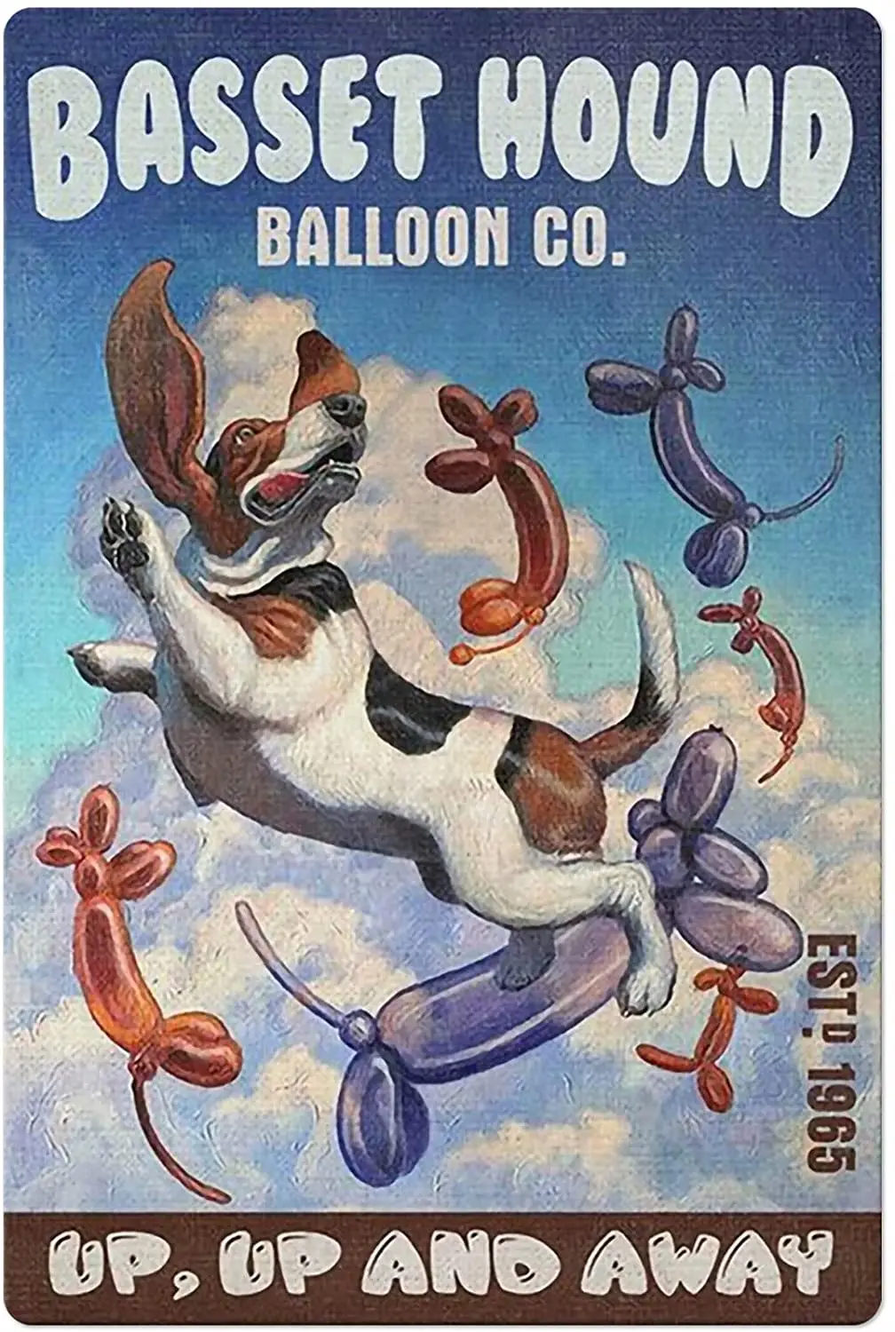 

Basset Hound Balloon Co. Metal Tin Sign,Up and Away,Retro Wall Decor for Home Bar Restaurant Cafe Pub Outdoor 12x16 Inch