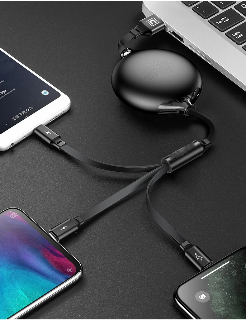 Кабель зарядный 3-в-1 с разъемом USB Type-C 1 2 м 120 см 3 А | Электроника