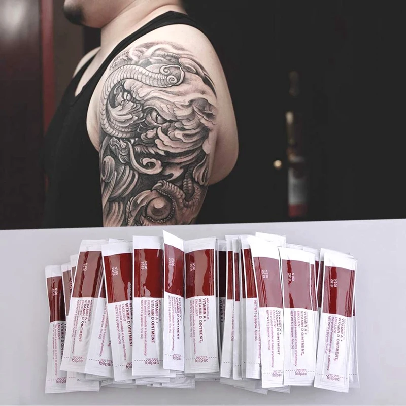 

100 Pcs Tattoo Recovery Cream Tattoo Aftercare Ointments Anti-Scar Cream Vitamin A+Vitamin D Ointment Top Tattoo Repairing Cream
