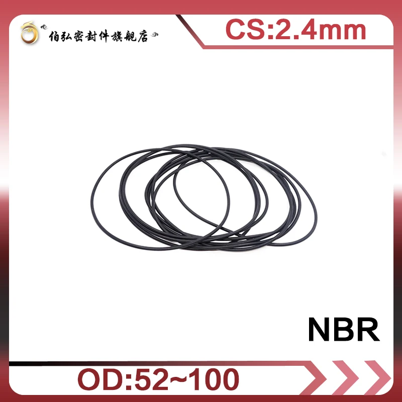 

Nitrile Rubber O-Ring 10PCS/lot Black NBR Sealing CS2.4mm OD52/55/60/62/65/70/75/80/85/90/95/100mm O-Ring Seal Gasket Ring