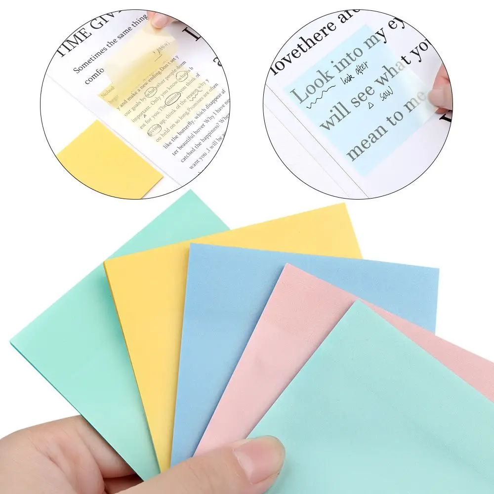 

50PCS Creative Dazzle Color Transparent Sticky Notes Memo Pad PET Stickers Stationery Notepads Clear Bookmark Scrapbooking Decor