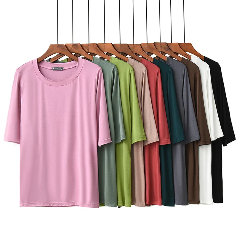 Базовая стильная повседневная одежда для женщин женская футболка однотонные