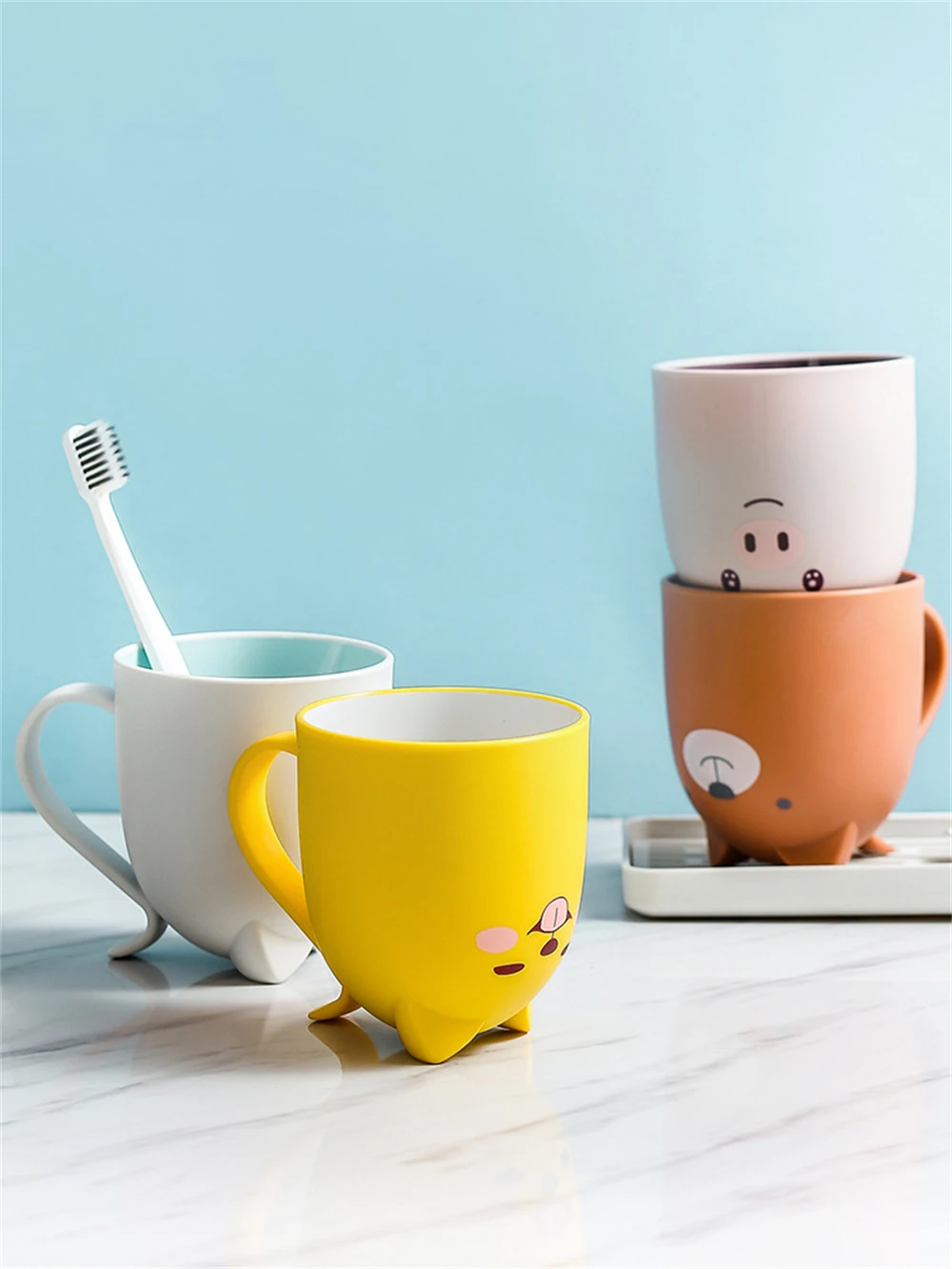 

Bathroom Creative cartoon Wash Brush Cup Travel Toiletries Toothbrush Cup Plastic Anti-Slip Bathroom Accessories For Couple Love