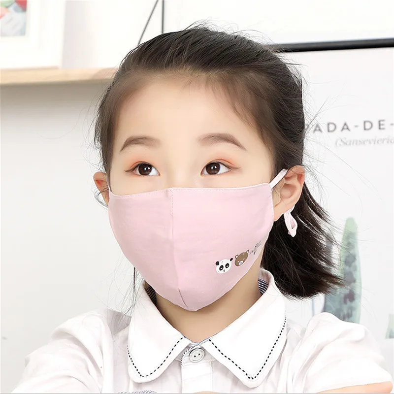Cute PM2.5 Children Mouth Mask Respiratory Valve Cartoon Panda Thicken Smog Warm Dust Fits 3-12 Years Old Kids | Красота и здоровье