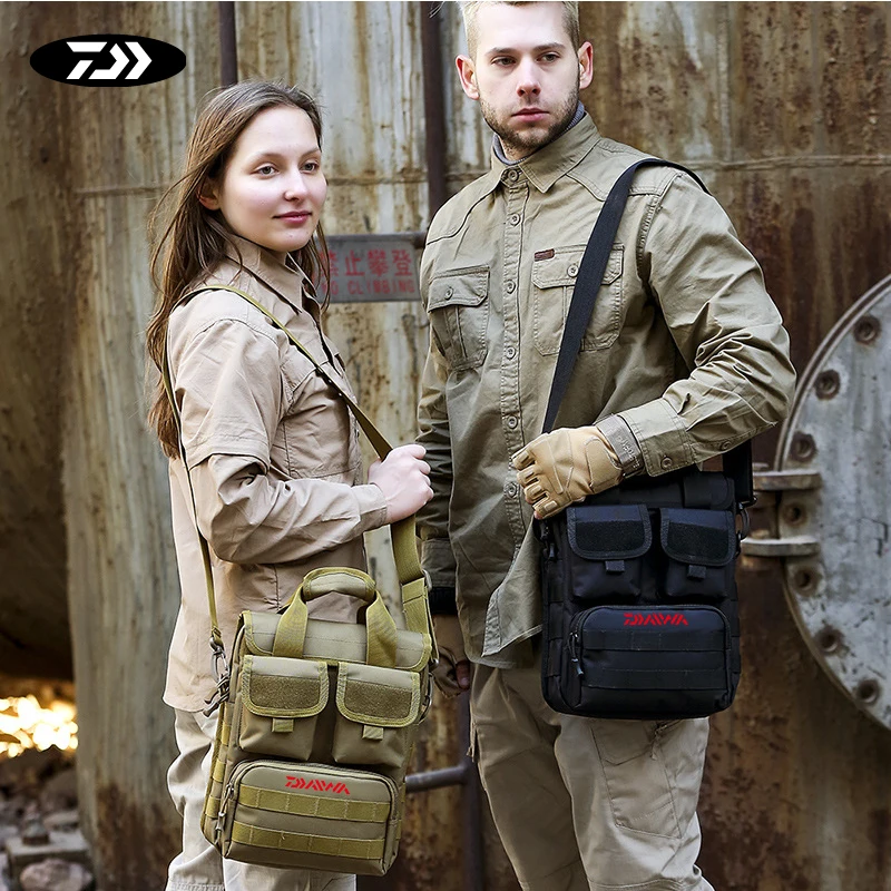 

Daiwa Men's Fishing Shoulder Bags Hiking Outdoor Tactical Handbag Man Camo Crossbody Bag Multipurpose Bag Layers