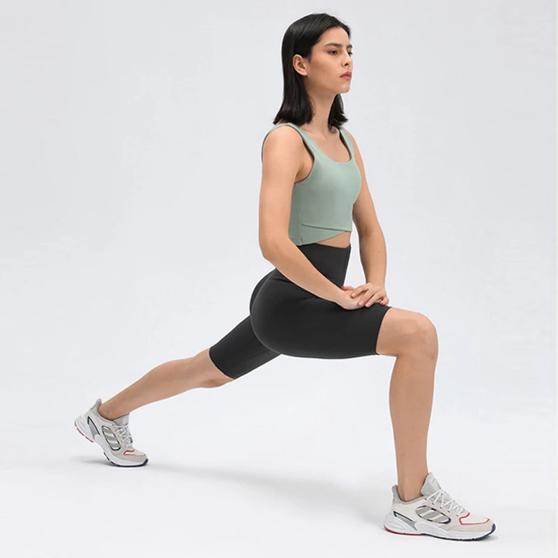 

Drawstring Waist Yoga Shorts Outdoor Leisure Running Fitness Sports Three-Quarter Pants Women