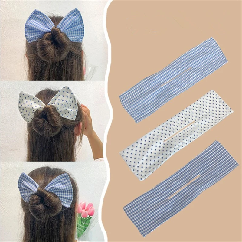 

2021 Women Girls Printted Knotted Deft Bun Hair Bands Rope Headband Fabric Hair Clip Hair Making Tool Hair Accessories