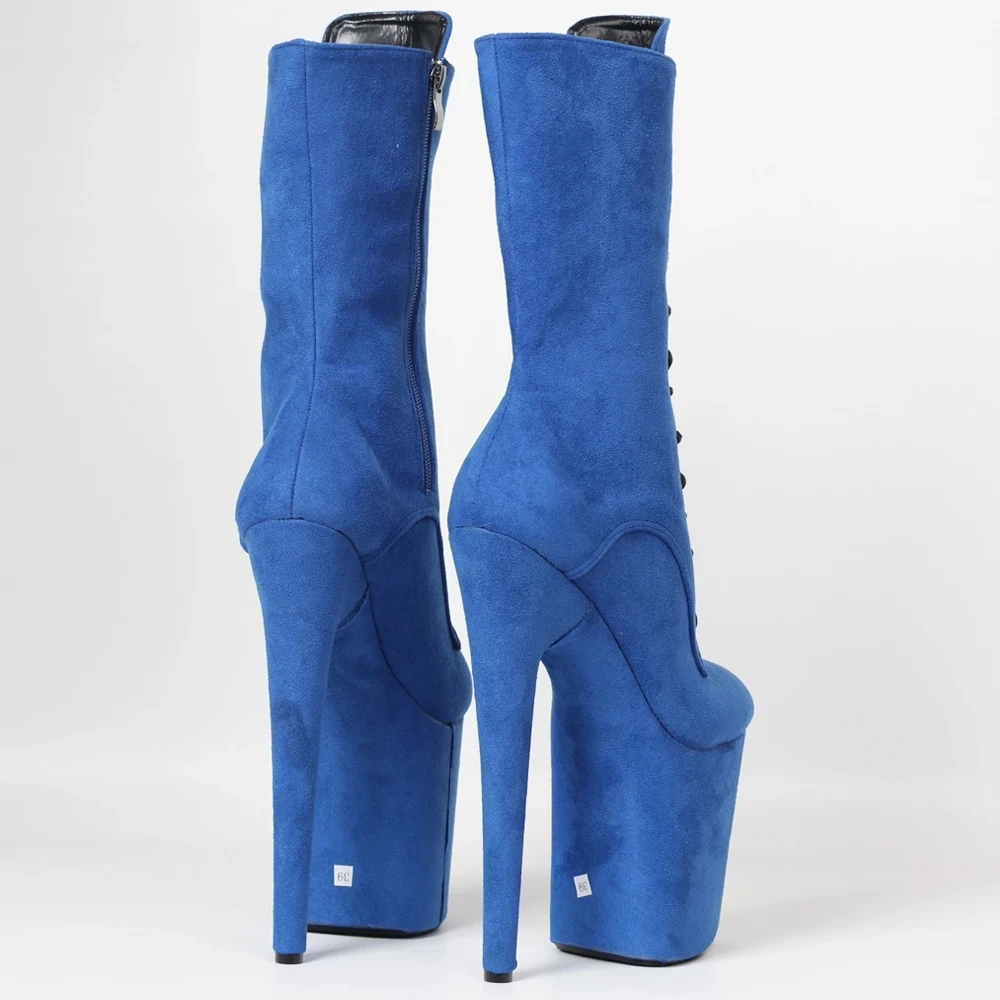 Jialuowei Pole Dance Boots 20cm High Spike Heel Platform Lace-up Sexy Women Ankle Boots