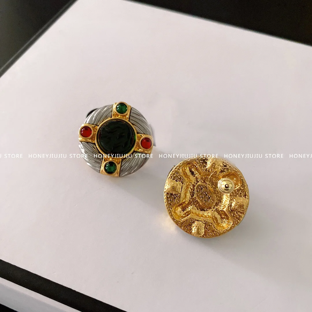 

France Vintage Famous Brand Round Gold Earrings For Women Top Quality Luxury Jewelry Designer Runway Trendy Goth Boho