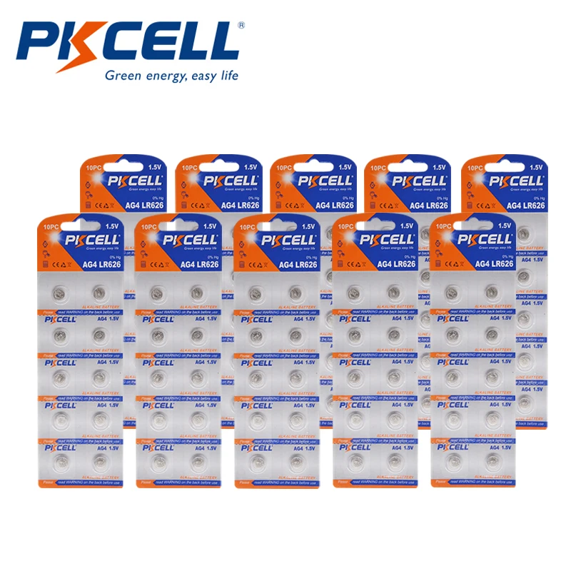 100 шт. батарейки PKCELL AG4 1 5 В щелочные кнопочные SR626 LR66 177 626 SR66 377 LR626 для часов|battery