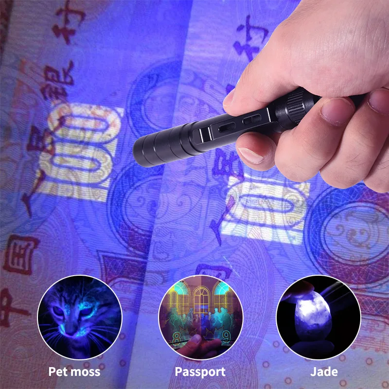 Светодиодный мини фонарик GIJOE УФ лампа практичный ручной из нержавеющей стали с