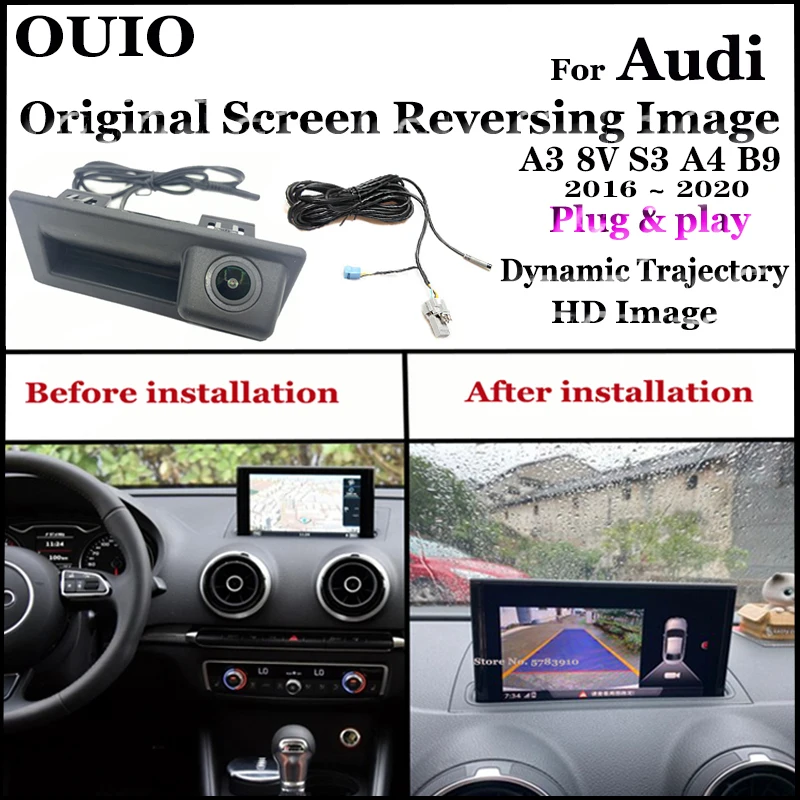 Promo Plug & Play For Audi A3 8V S3 A4 B9 2016 2017 2018 2019 2020 Original MIB Screen Car Trunk Handle Camera Backup Rear View camera