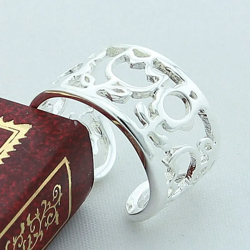 Женское ажурное кольцо из серебра 925 пробы с милым цветком|Кольца| |