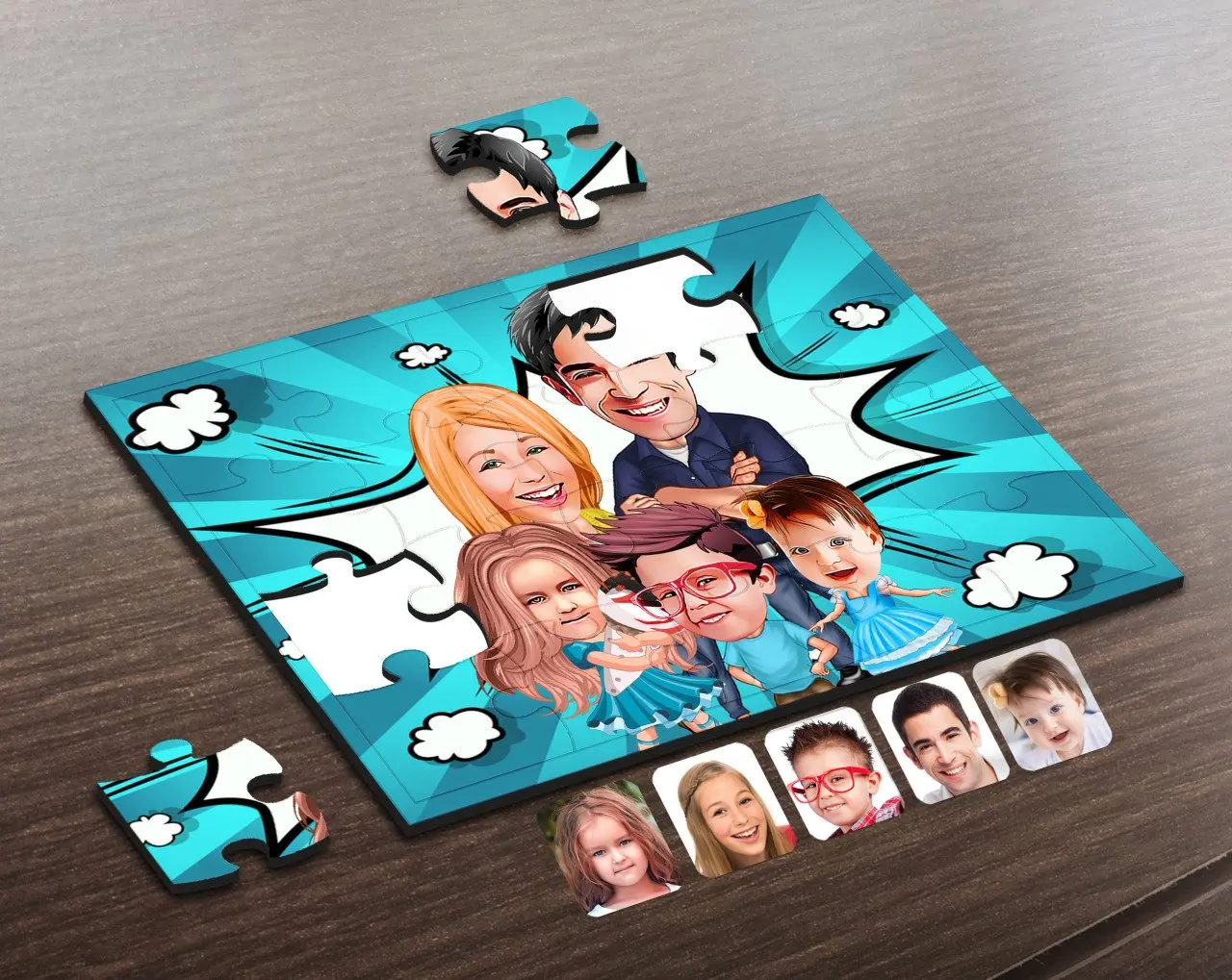 

Персонализированная семейная карикатура деревянного пазла-7